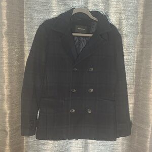 Banana Republic Dark Plaid Pea Coat
